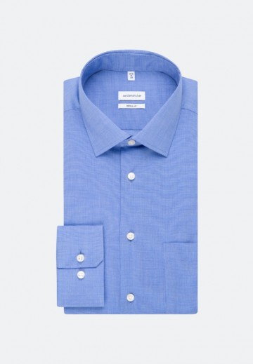 003000 Seidensticker Men's Shirt Regular Fit L/L middelblauw