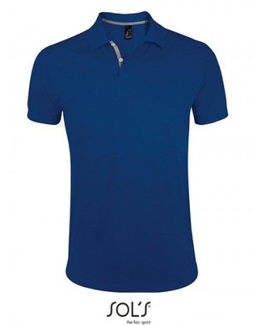 00574 Sol's Portland heren polo ultramarineblauw grijs