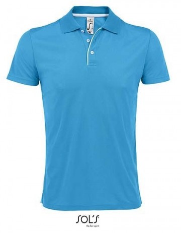 Sol's Performer Men trendy sportpolo waterblauw