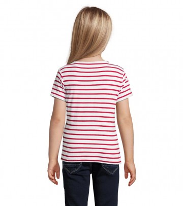 01400 Sol's Miles trendy gestreept T-shirt Kids wit rood rug