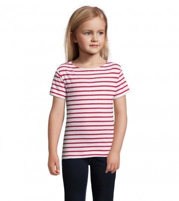 01400 Sol's Miles trendy gestreept T-shirt Kids wit rood