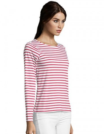 01403 Sol's Marine gestreept dames T-shirt met LM