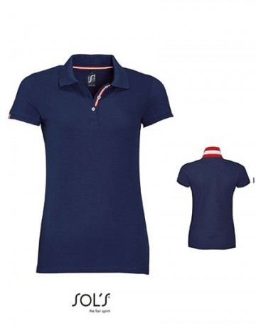 01407 Sol's Patriot Women Polo fransmarineblauwe rood wit