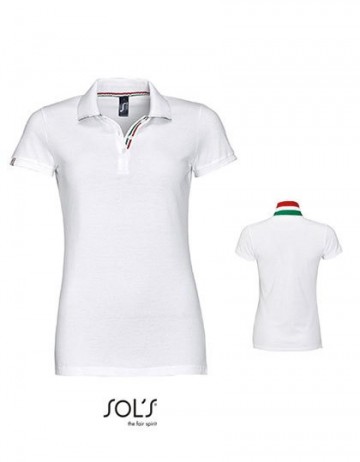 01407 Sol's Patriot Women Polo wit rood wit kellygroen