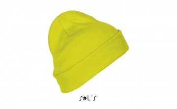 01664 Sol's Pittsburg beanie met rand neongeel