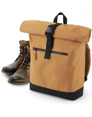 BG855 BagBase Roll-Top Backpack - Caramel / Zwart
