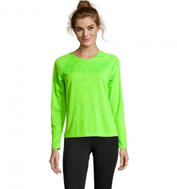 02072 Sol's dames Sports T-shirt Sporty L/S neongroen