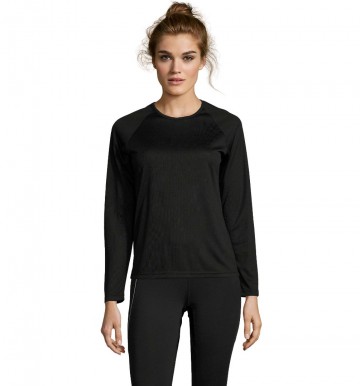 02072 Sol's dames Sports T-shirt Sporty L/S zwart