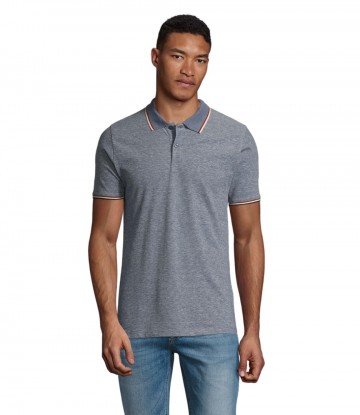 02081 Sol's Paname heren heather polo gemeleerd jeans