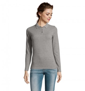 02083 Sol's Perfect dames polo L/S heather grijs