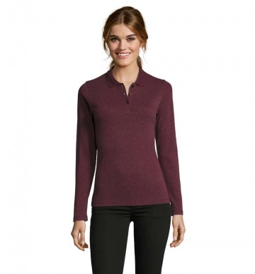 02083 Sol's Perfect dames polo L/S heather oxblood