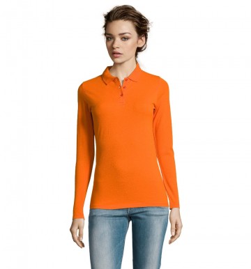 02083 Sol's Perfect dames polo L/S oranje
