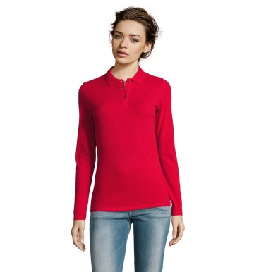 02083 Sol's Perfect dames polo L/S rood