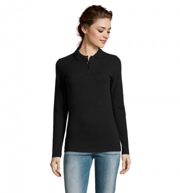 02083 Sol's Perfect dames polo L/S zwart