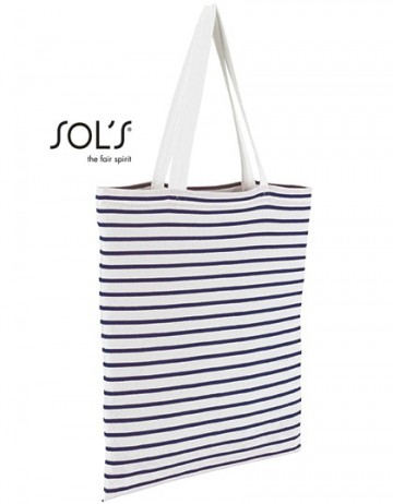 02097 Sol's Luna Jersey gestreepte tas wit marineblauw