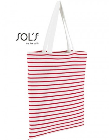 02097 Sol's Luna Jersey gestreepte tas wit rood