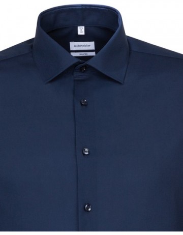 021000 Seidensticker Men's Shirt Shaped Fit L/S donkerblauw kraag