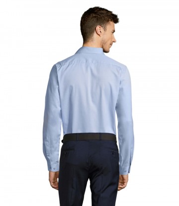 02102 Sol's Brody heren Herringbone shirt hemelsblauw achter