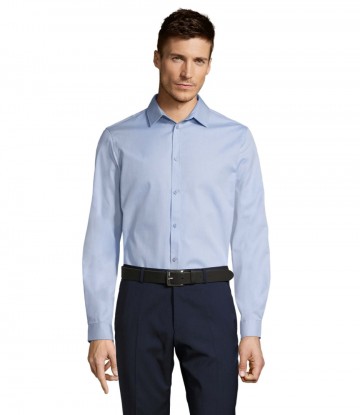 02102 Sol's Brody heren Herringbone shirt hemelsblauw