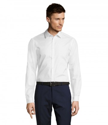 02102 Sol's Brody heren Herringbone shirt wit