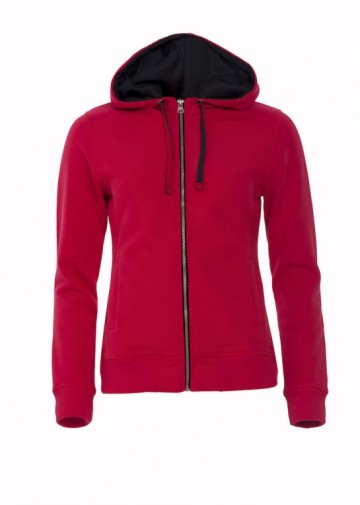 021045 Clique Classic Hoody sweatjacket met rits dames rood