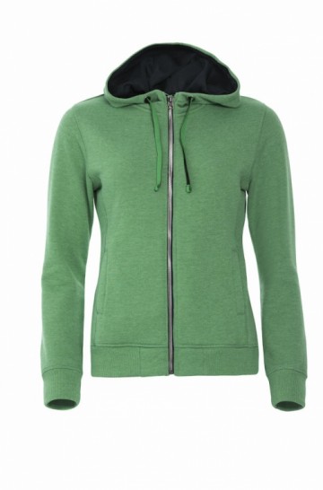 021045 Clique Classic Hoody sweatjacket met rits dames groen melange