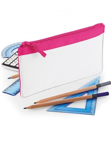 BG944 BagBase Sublimation Pencil Case - Wit/Fuchsia roze