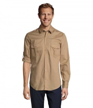 02763 Sol's Burma heren poplin shirt kastanje