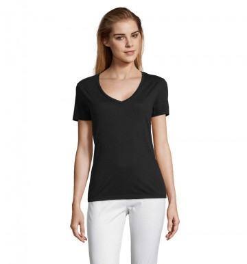 03098 Sol's Motion Flowy T-shirt V-hals diep zwart