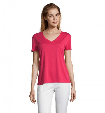 03098 Sol's Motion Flowy T-shirt V-hals donker roze
