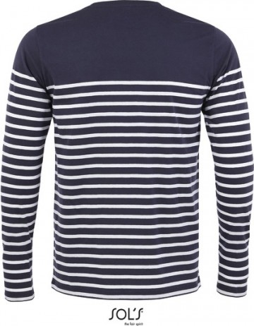 03099 Sol's Striped T-shirt LS marineblauw / wit rug
