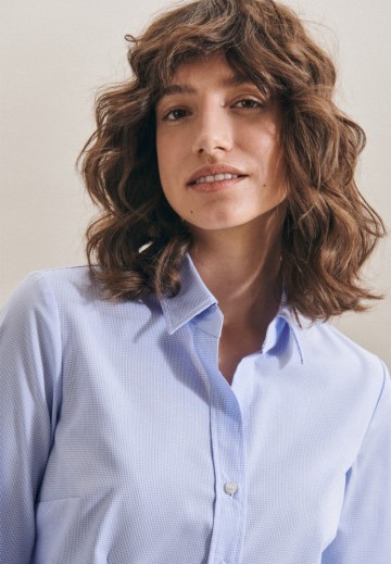 080619 Seidensticker Ladies Blouse Slim Fit Check/Stripes L/S  checked 1 voor