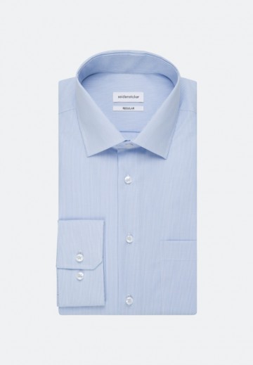 112810 Seidensticker Men's Regular Fit Check/Stripes LS  lichtblauw 1