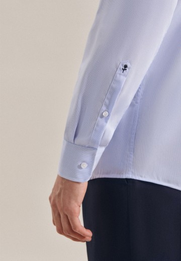 112810 Seidensticker Men's Regular Fit Check/Stripes LS  lichtblauw mouw