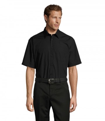 16050 Sol's Bristol Poplin Shirt S/S zwart
