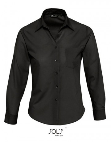 16060 Sol's Executive dames Poplin shirt zwart