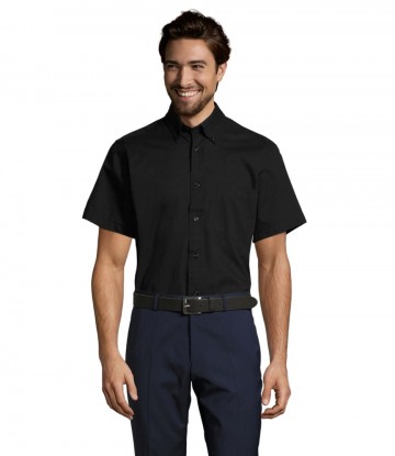16080 Sol's Brooklyn heren Twill Shirt S/S zwart