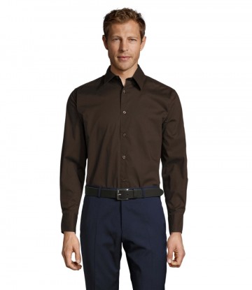 17000 Sol's Brighton heren Poplin Shirt bruin