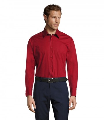 17000 Sol's Brighton heren Poplin Shirt kardiaanlrood