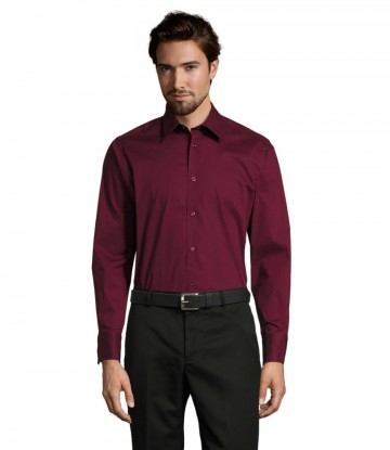 17000 Sol's Brighton heren Poplin Shirt mediumbordeaux