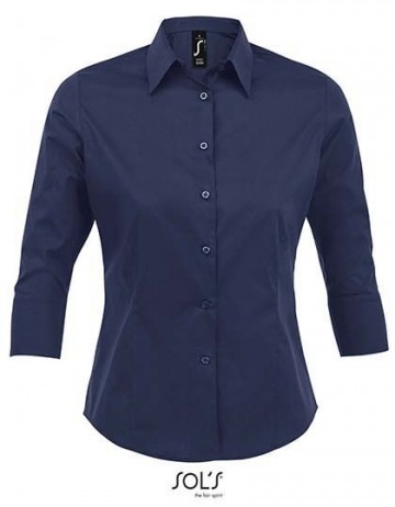 17010 Sol's Effect dames shirt met 3/4 mouw donkerblauw