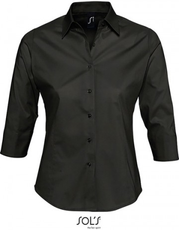 17010 Sol's Effect dames shirt met 3/4 mouw donkerbruin