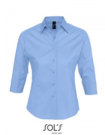 17010 Sol's Effect dames shirt met 3/4 mouw helderhemelsblauw