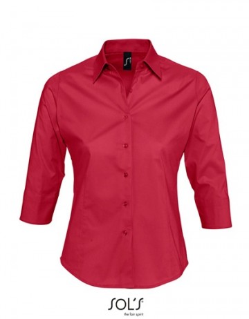 17010 Sol's Effect dames shirt met 3/4 mouw kardinaalrood