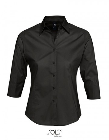 17010 Sol's Effect dames shirt met 3/4 mouw zwart
