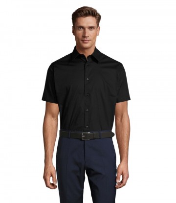 17030 Sol's Broadway stretch shirt S/S zwart