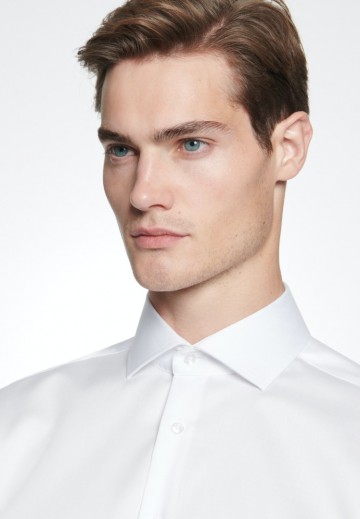195007 Seidensticker Men's Twill Shirt Regular Fit LS wit kraag