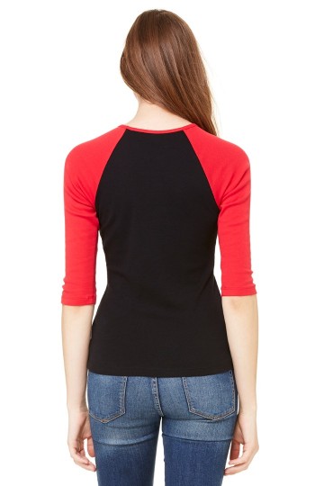 2000 B+C Bella Baby Rib Contrast T-shirt met 3/4 mouwen zwart rood achter