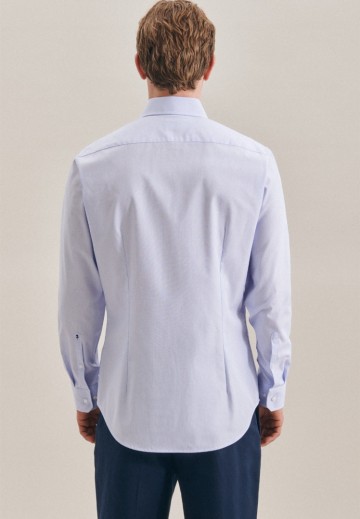 246670 Seidensticker Men's Shirt Shaped Fit Check/Stripes LS lichtblauw achter