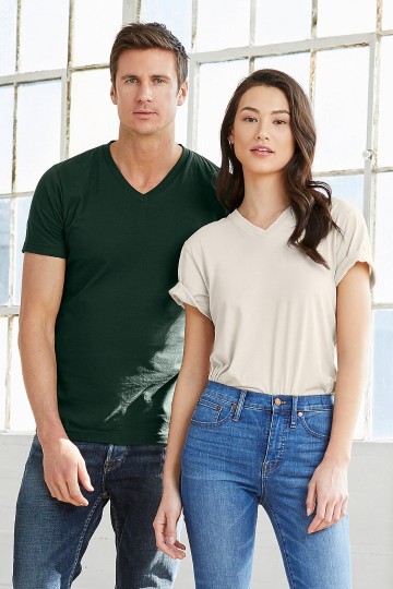 3005 B+C Canvas Unisex Jersey V-neck T-shirt